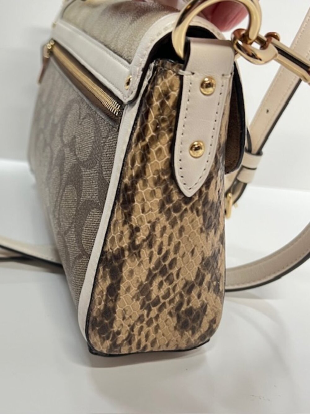 Coach Jade Shoulder Bag in Blocked Signature Canvas/Leather #2723 Lt Khaki/Chalk - Picture 6 of 11